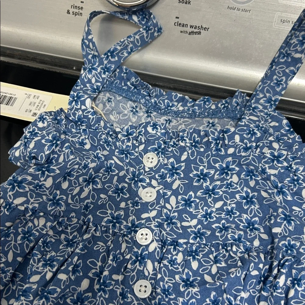 Girls size 4 casual prairie flower print dress tank sleeves new nwt